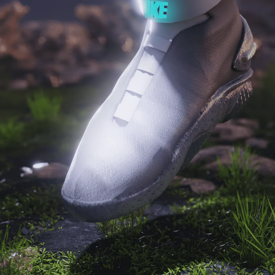 Nike Tech — detalle suela Nike en render 3D
