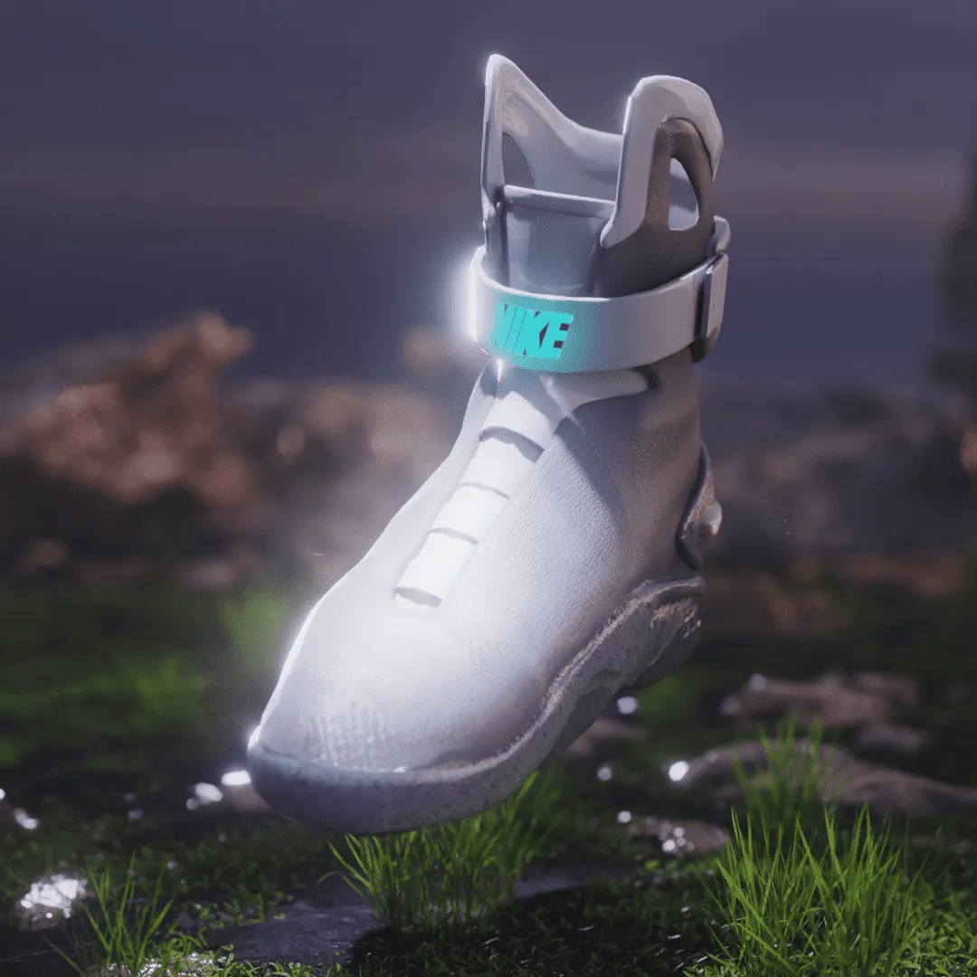 Nike Tech — encuadre frontal de Nike Air con efecto de luz
