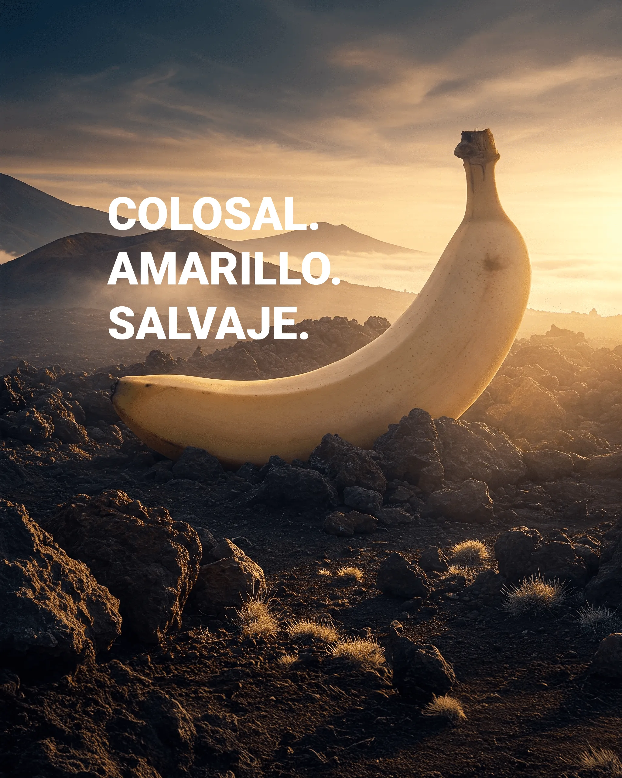 Surrealismo con IA — plátano gigante en paisaje surrealista