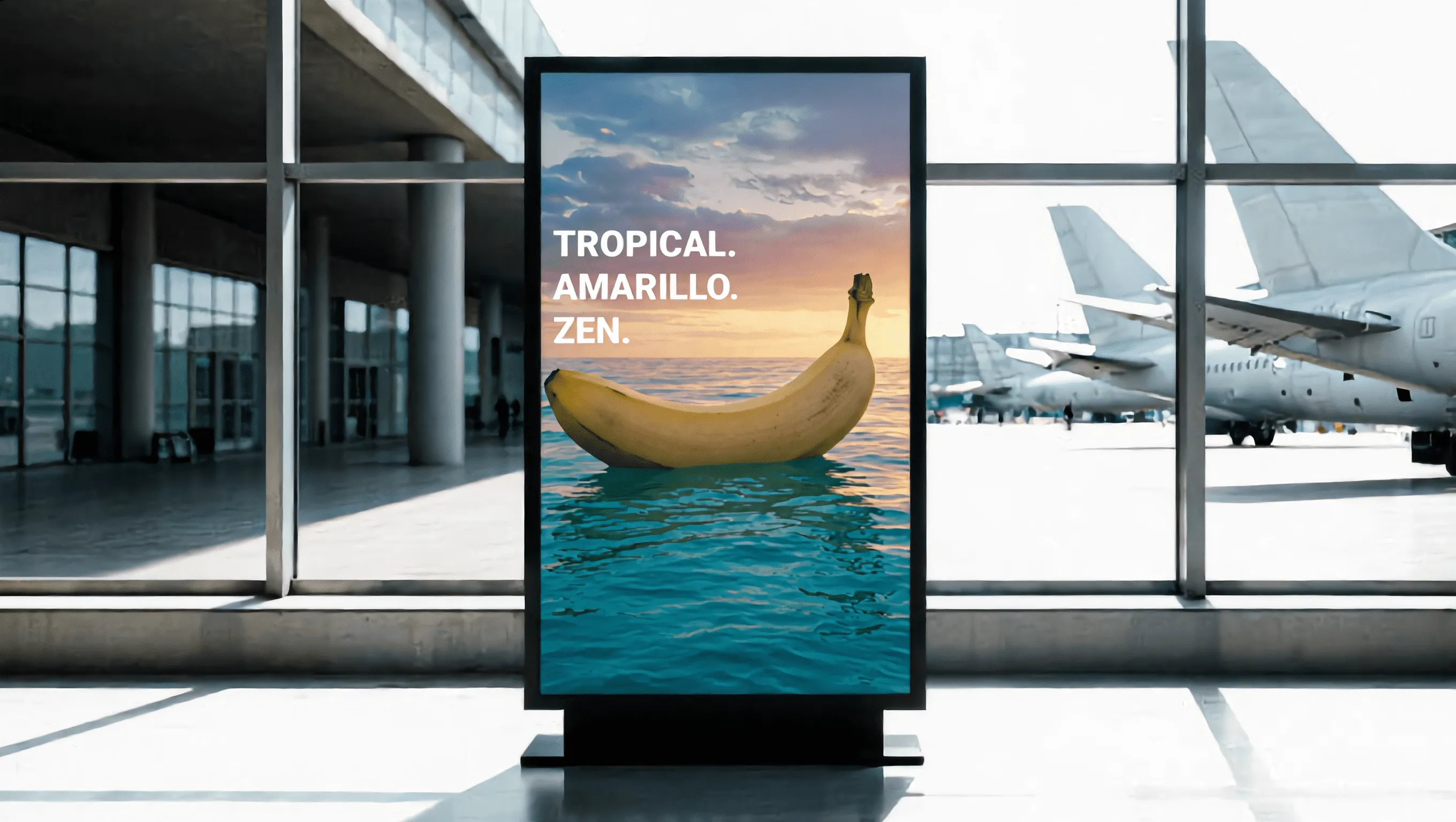 Pieza de surrealismo publicitario 3D e IA con temática canaria - Perspectiva detallada 3